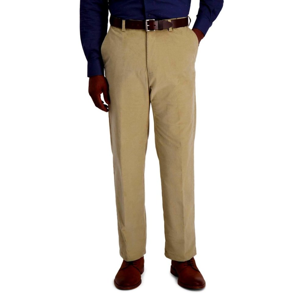 Haggar Men's Stretch Corduroy Pant Classic Fit | Khaki